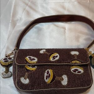 Brown Beaded Handbag